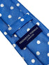 Medium electric blue tie with white polka spots